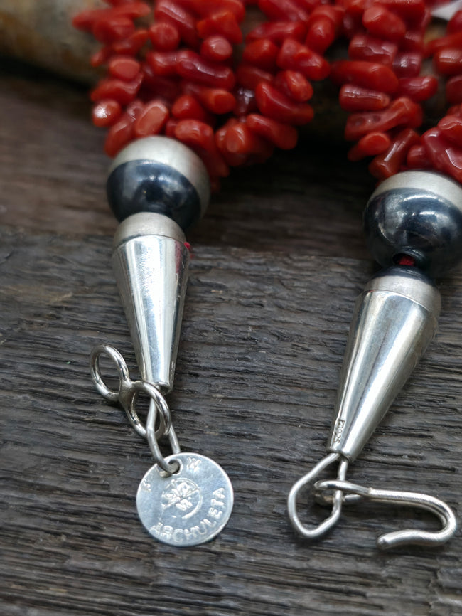 Five Strand Coral Nugget Necklace by Fred Archuleta - 22 in.