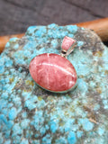 Sterling Silver Rhodochrosite Pendant by Cathy Webster - 1 in. by 7/8 in.