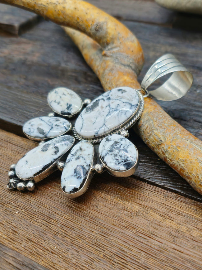 White Buffalo Cluster Pendant by Linda Yazzie