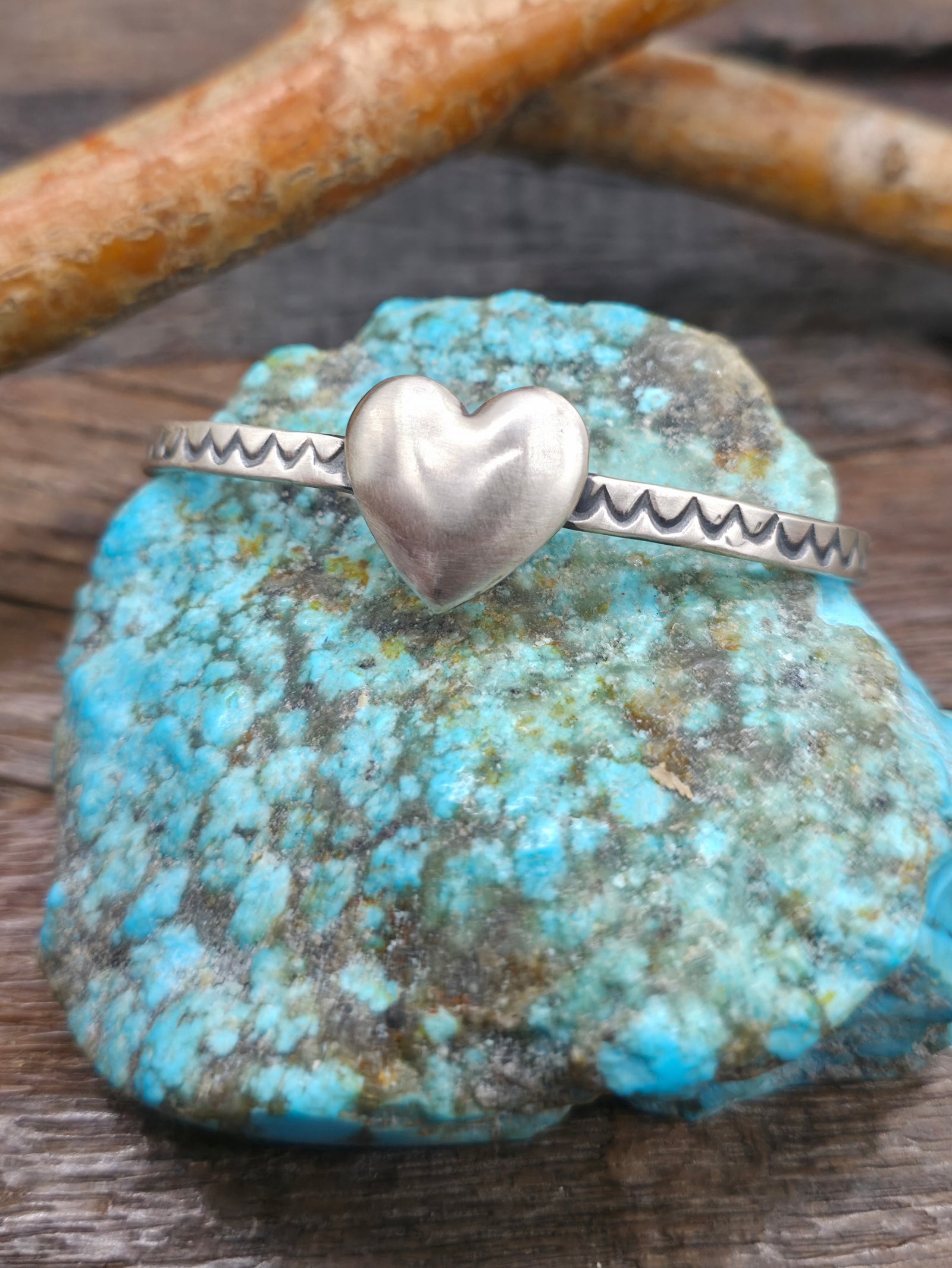 Stamped Sterling Silver Heart Cuff by Vernon Jackson - 6 1/4 in. with Gap - DESIGNS VARY