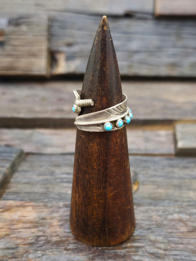 Sterling Silver and Turquoise Feather Ring - Adjustable