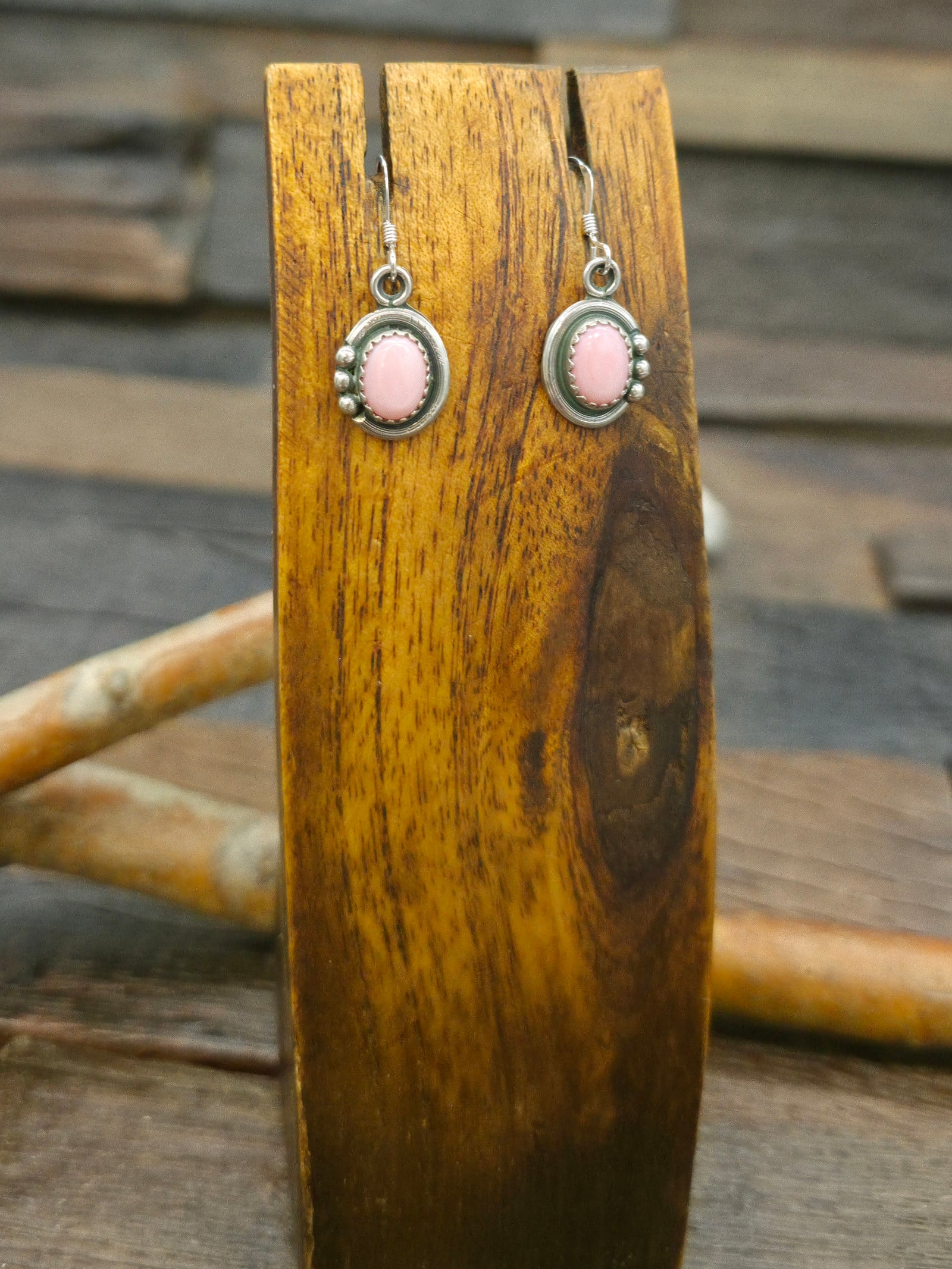 Sterling Silver Pink Conch Earrings by Rita Largo - 1 in. by 1/2 in.