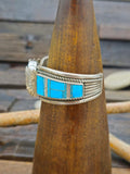 Vintage/Estate Sterling Silver and Turquoise Inlay Watch Cuff -6 1/2 in.