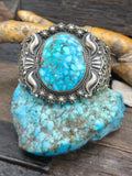 Sterling Silver Kingman Turquoise Cuff Bracelet by Rick Wento - 6 3/4 in. with Gap
