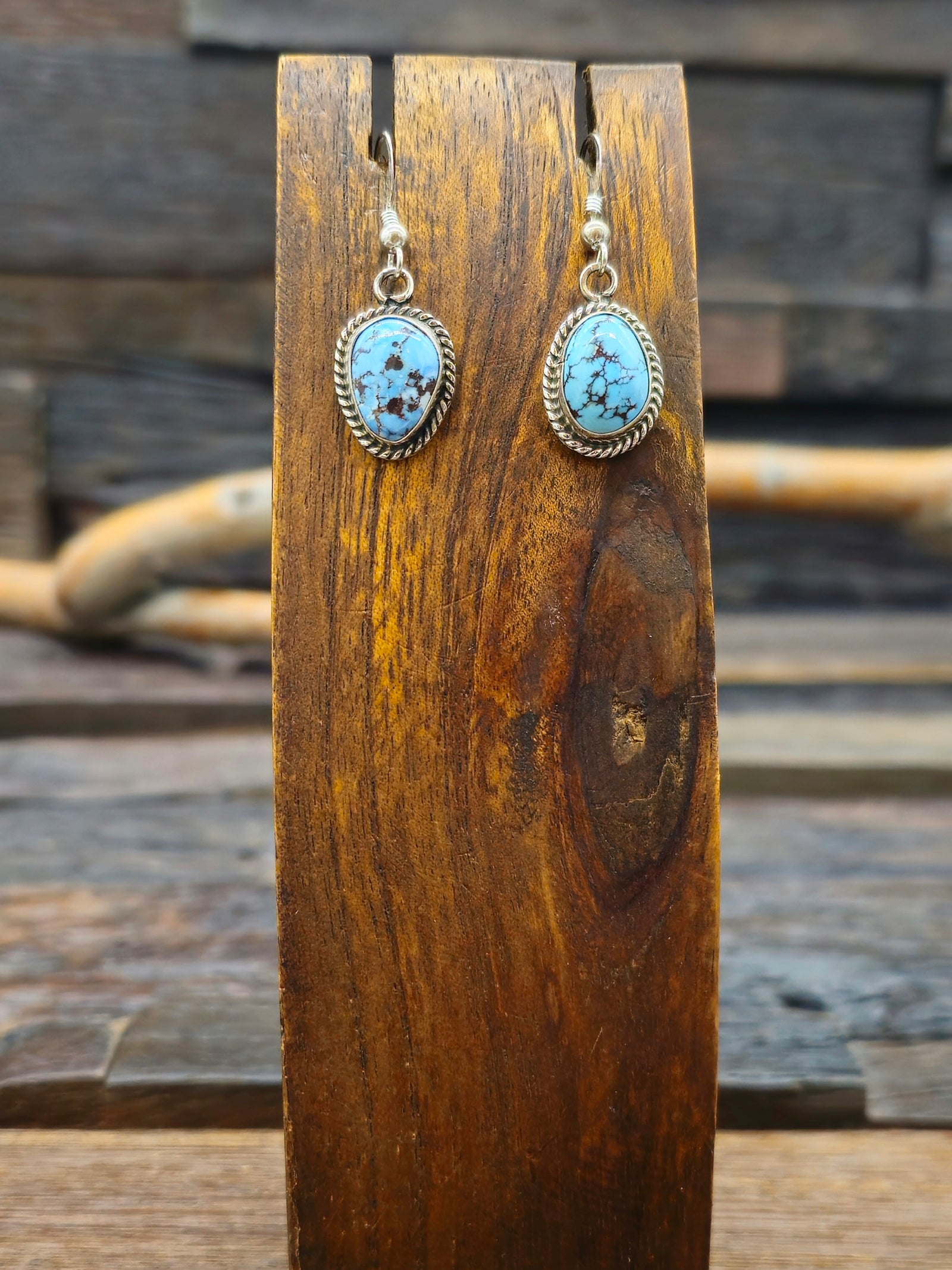 Golden Hill Turquoise Dangle Earrings by C. Wylie - 1 1/2 in.