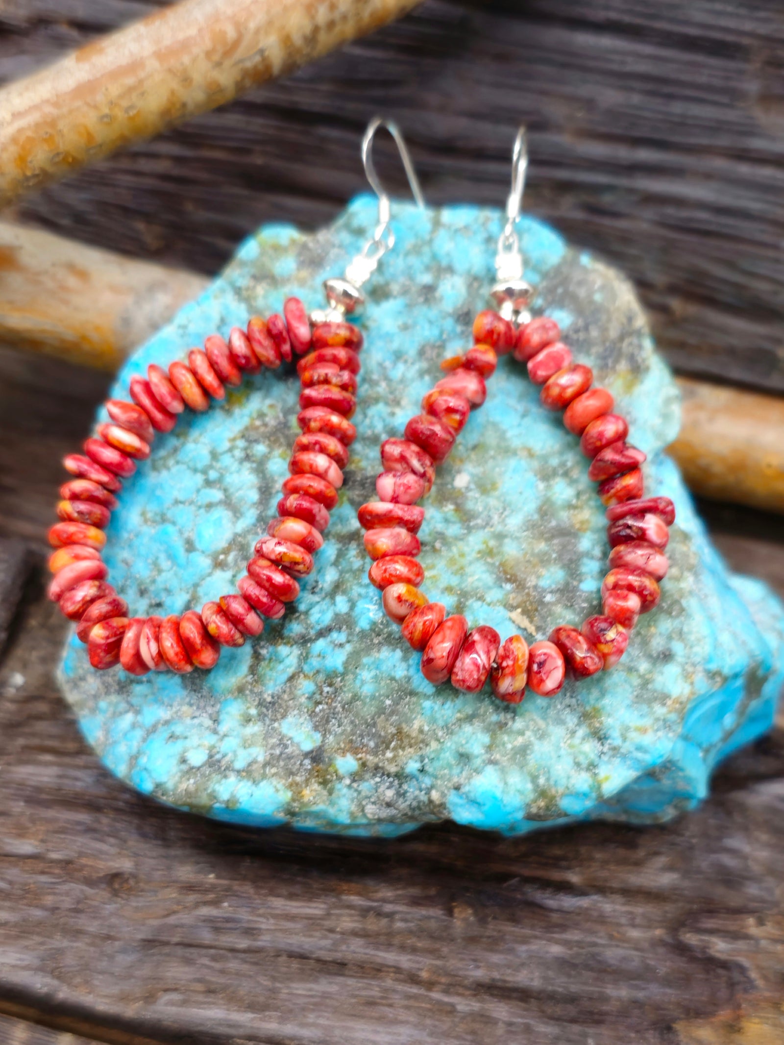 Red Spiny Oyster Bead Earrings by Louise Joe