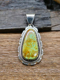 Green Turquoise Sterling Silver Pendant by Walter Vandever