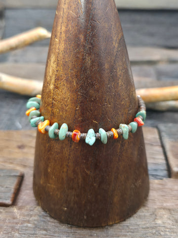 Turquoise and Sterling Silver Bead Wrap Bracelet