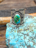 Stamped Sterling Silver Sonoran Turquoise Ring by Derrick Gordon - Size 8