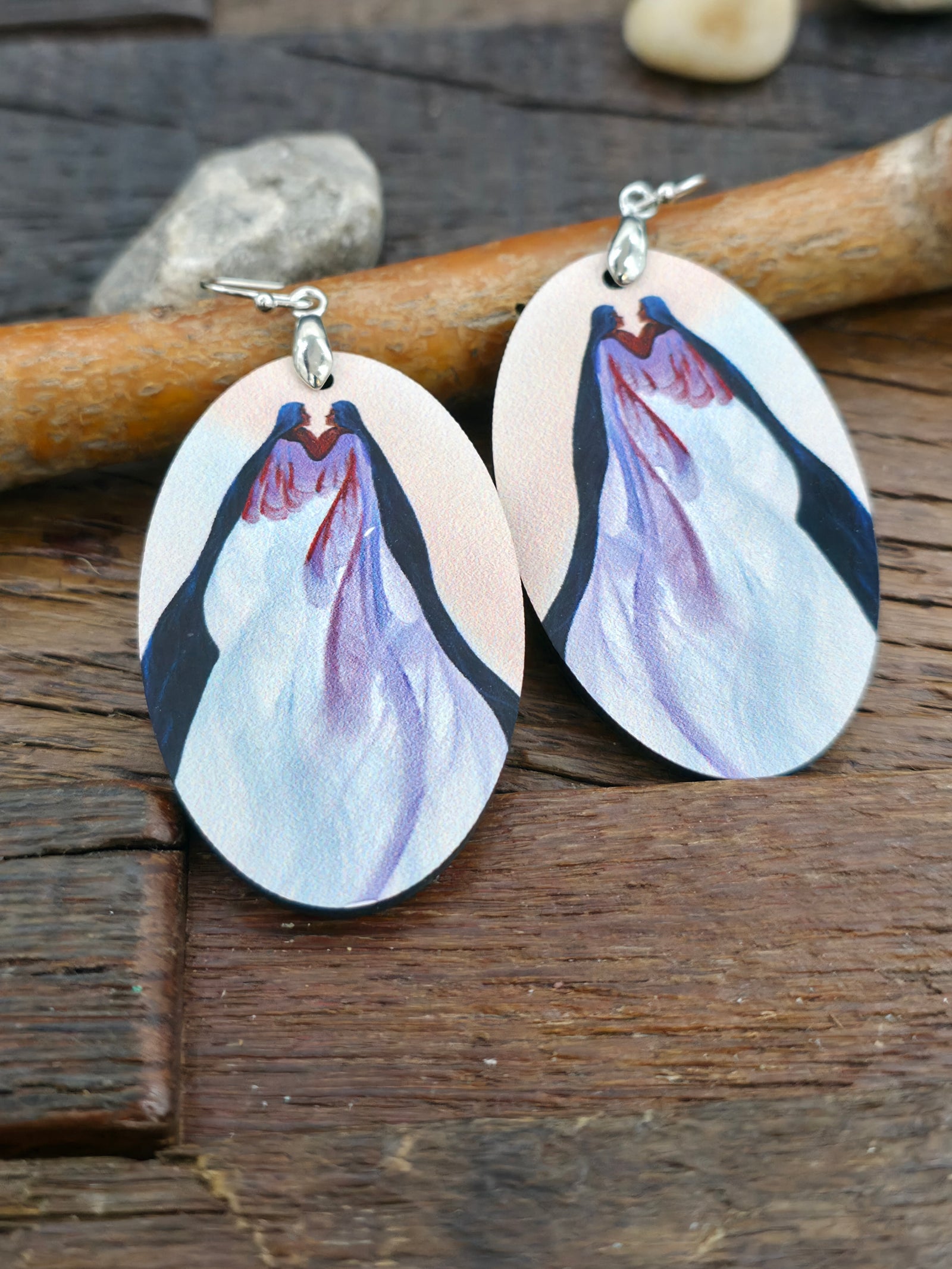 Art Earrings by Bill and Tracy Rabbit - Two Figures