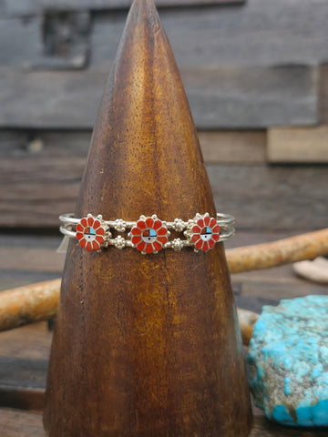 Fluted Bead Sterling Silver Bracelet - 8 in.
