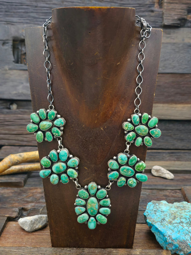 Sterling Silver Sonoran Turquoise Silver Lariat Necklace by Bea Tom - 22 in