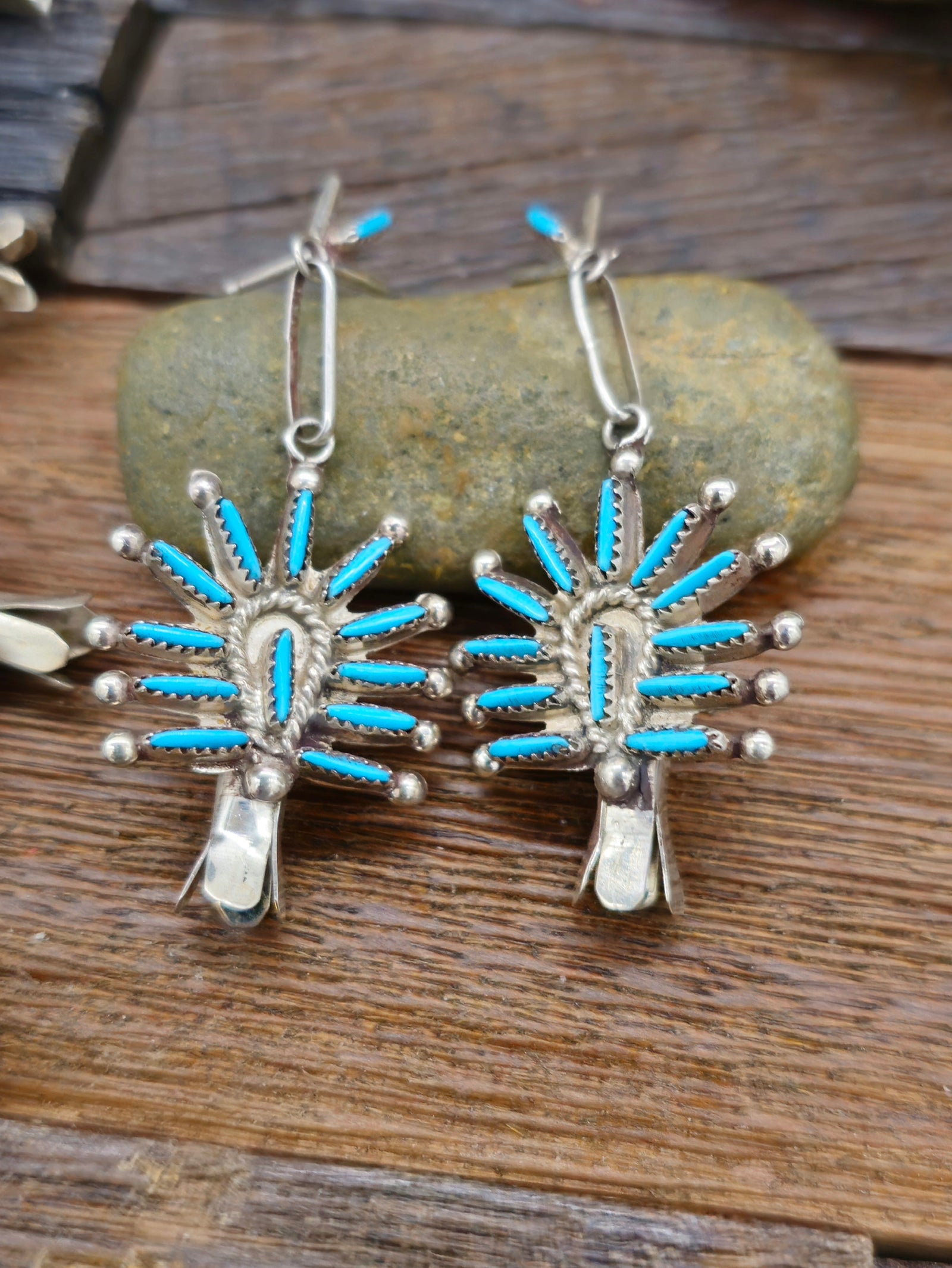 Zuni Needlepoint Turquoise Squash Blossom Necklace
