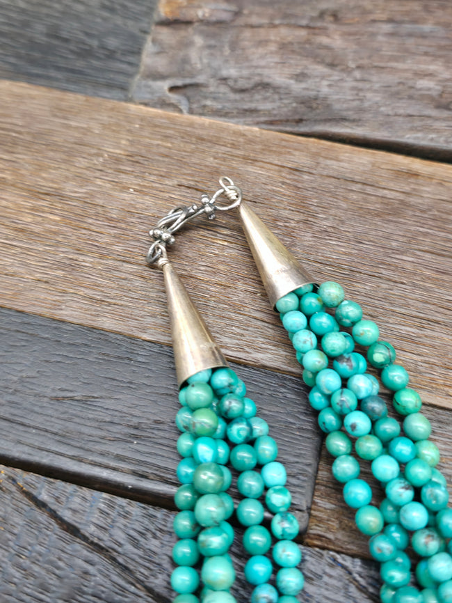 Five Strand Sky Horse Turquoise Bead Necklace - 34 in.