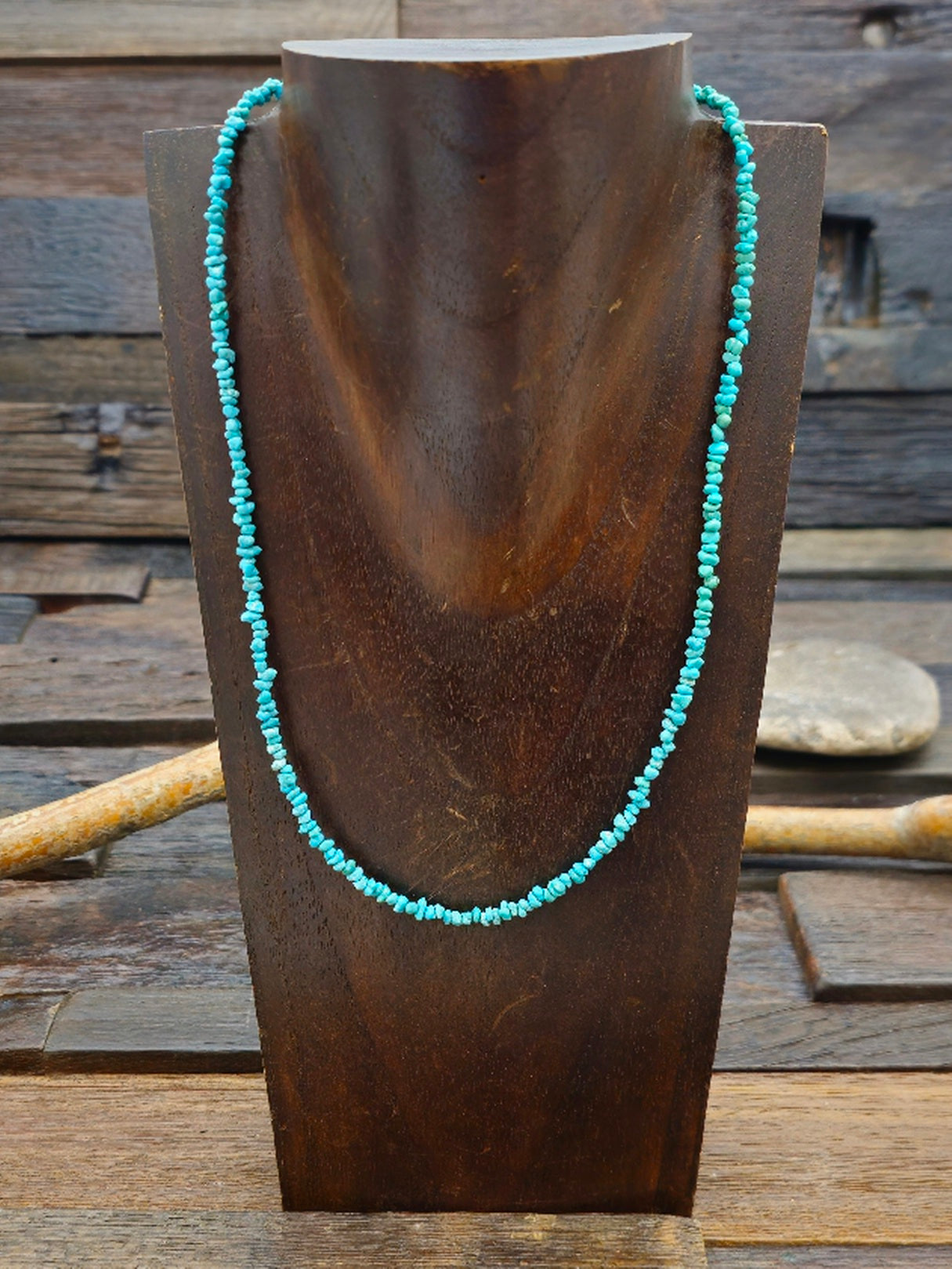 Small Turquoise Nugget Necklace 19 in