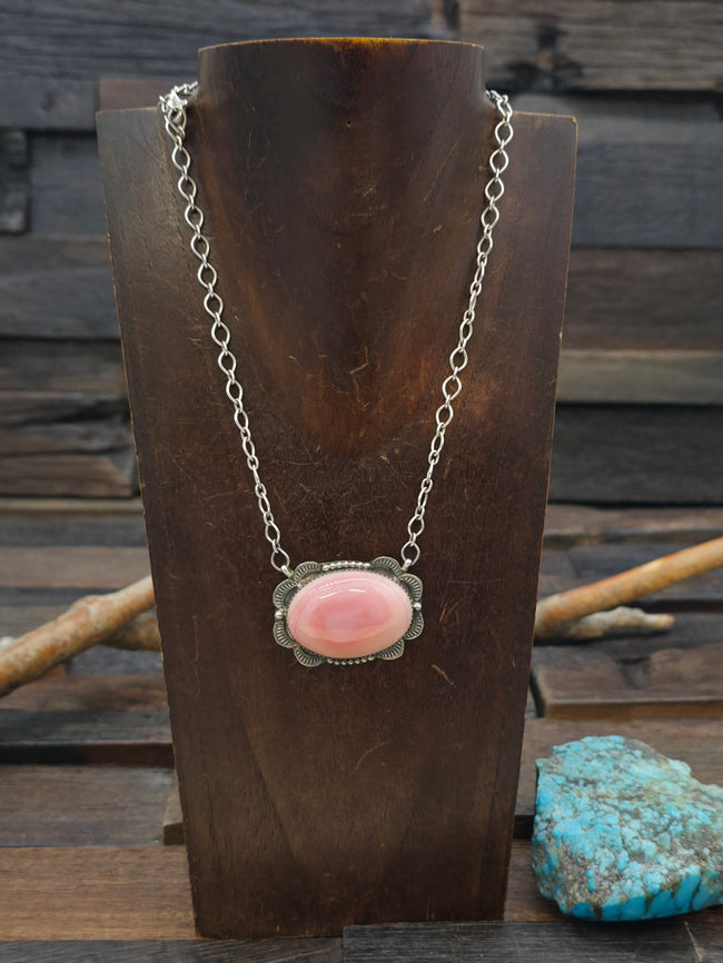 Pink Conch Sterling Silver Pendant Necklace by Tia Long - 19 in.