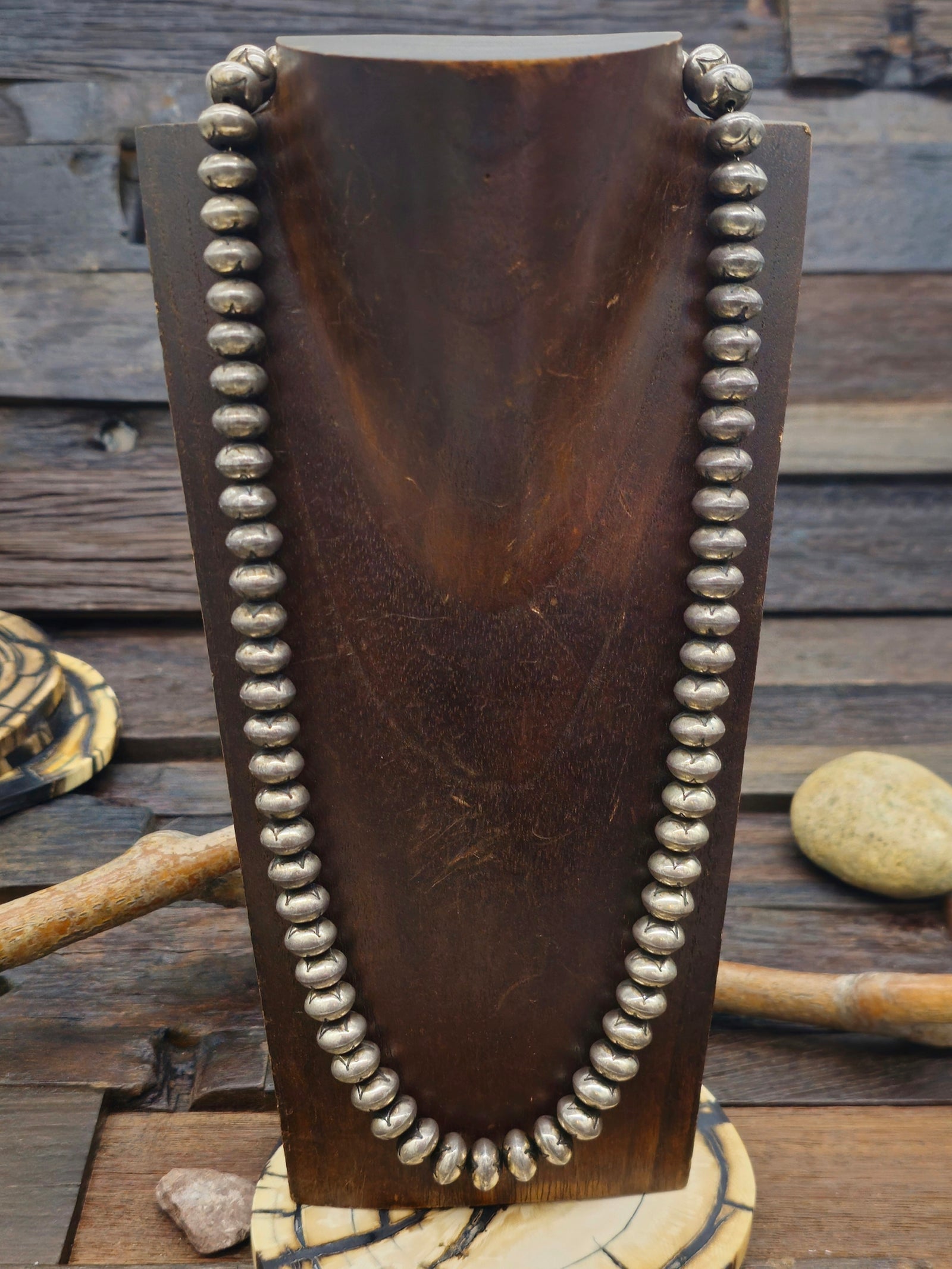 Vintage/Estate Stamped Sterling Silver Navajo Pearls - 24 in.