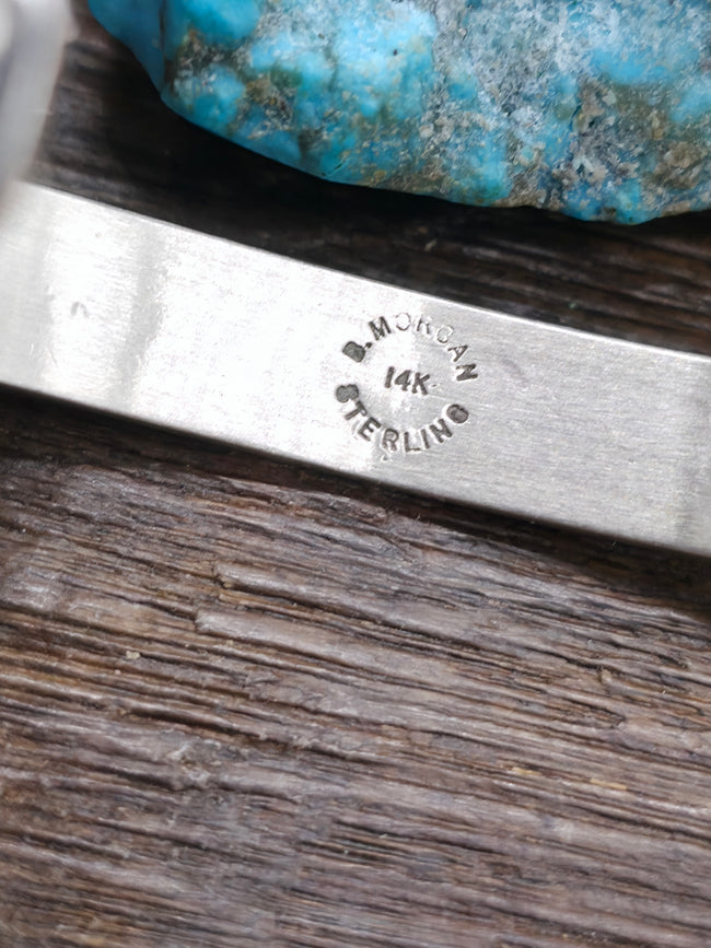 Sterling Silver 14K Gold Basketweave Design Bracelet by Bruce Morgan - 6 1/2 in.