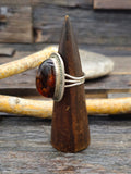 Sterling Silver Amber Statement Ring by Tommy Lee Size 11 1/2