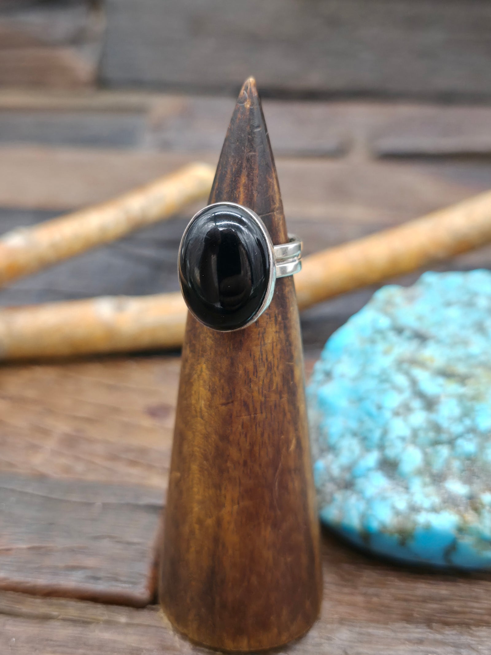 Black Onyx Oval Sterling Silver Ring by Jacob Troncosa - Size 5.25