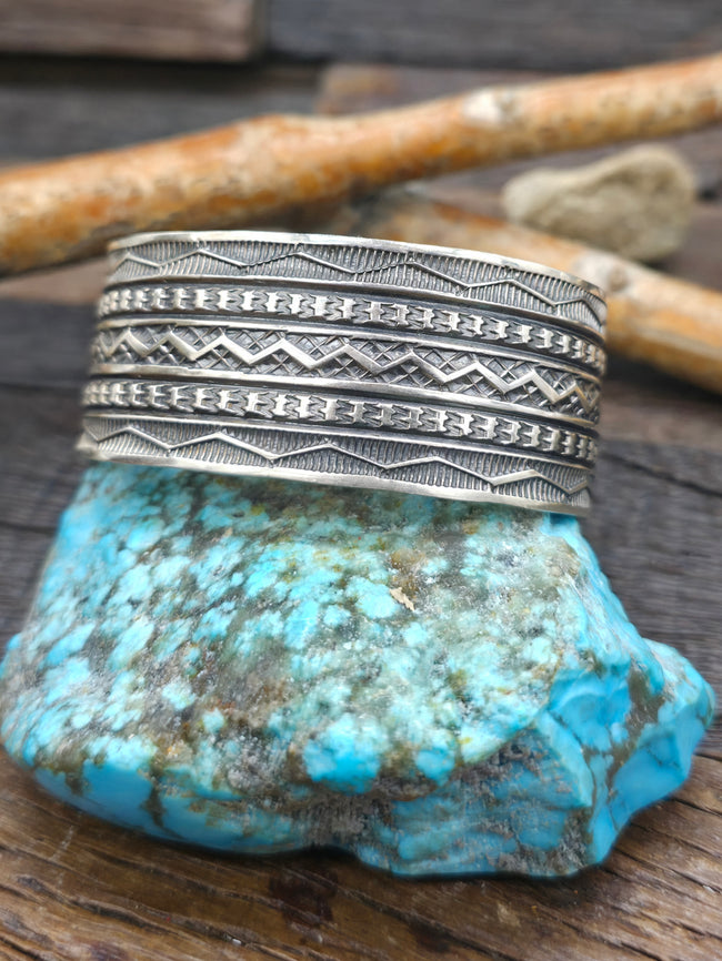 Stamped Sterling Silver Cuff Bracelet by Sunshine Reeves - 6 3/4 in. with Gap