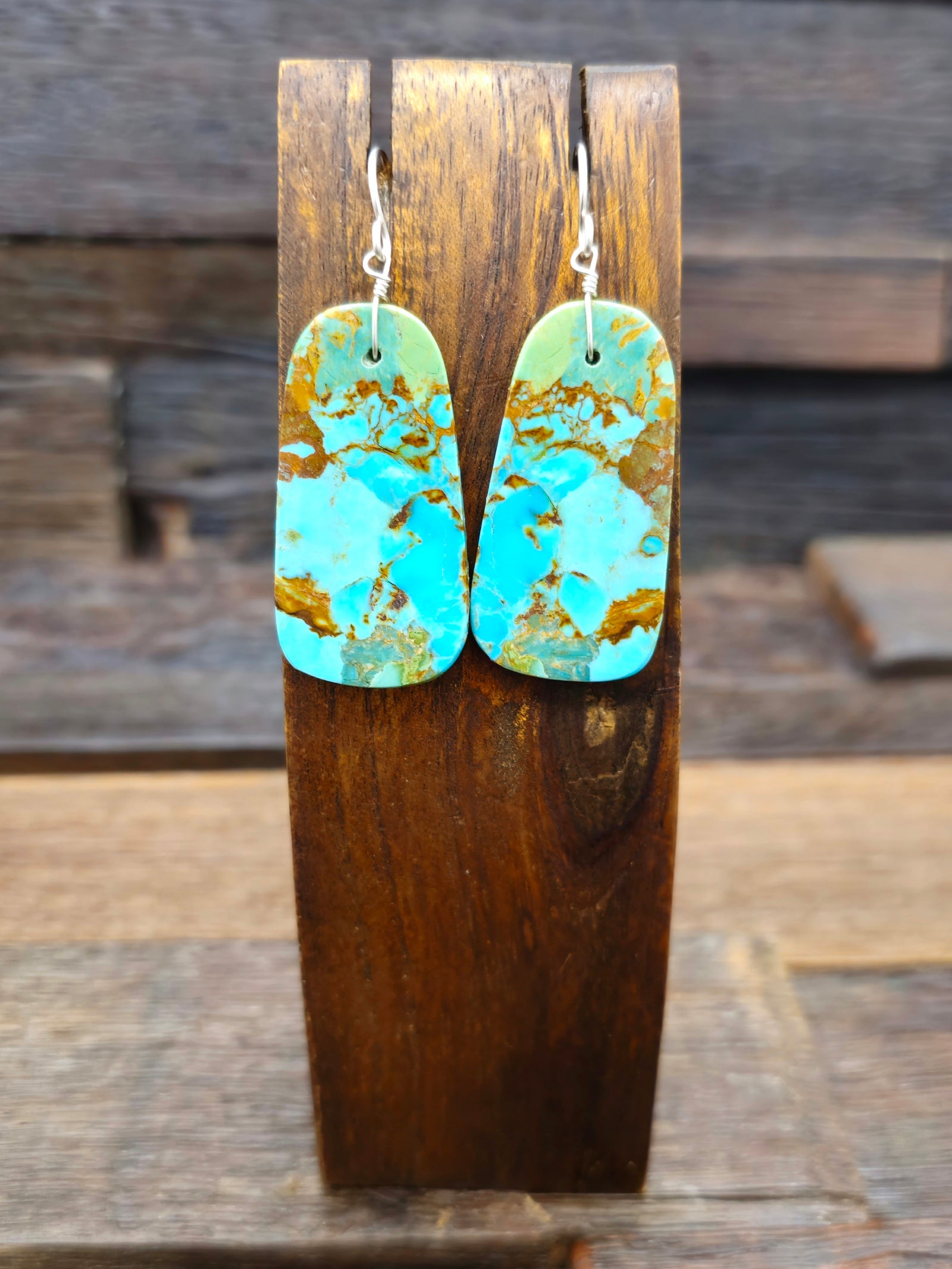Turquoise Slab Earrings by Marcella Castillo