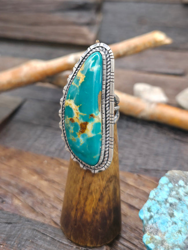 Sterling Silver Armenian Turquoise Statement Ring by Walter Vandever - Size 8