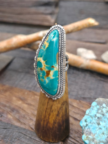 Stamped Sterling Silver Boulder Turquoise Necklace and Earring Set by LaRose Ganadanegro - 25 in.