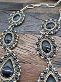 Black Onyx and Sterling Silver Lariat Necklace by Melvin and Tiffany Jones - 33 in.