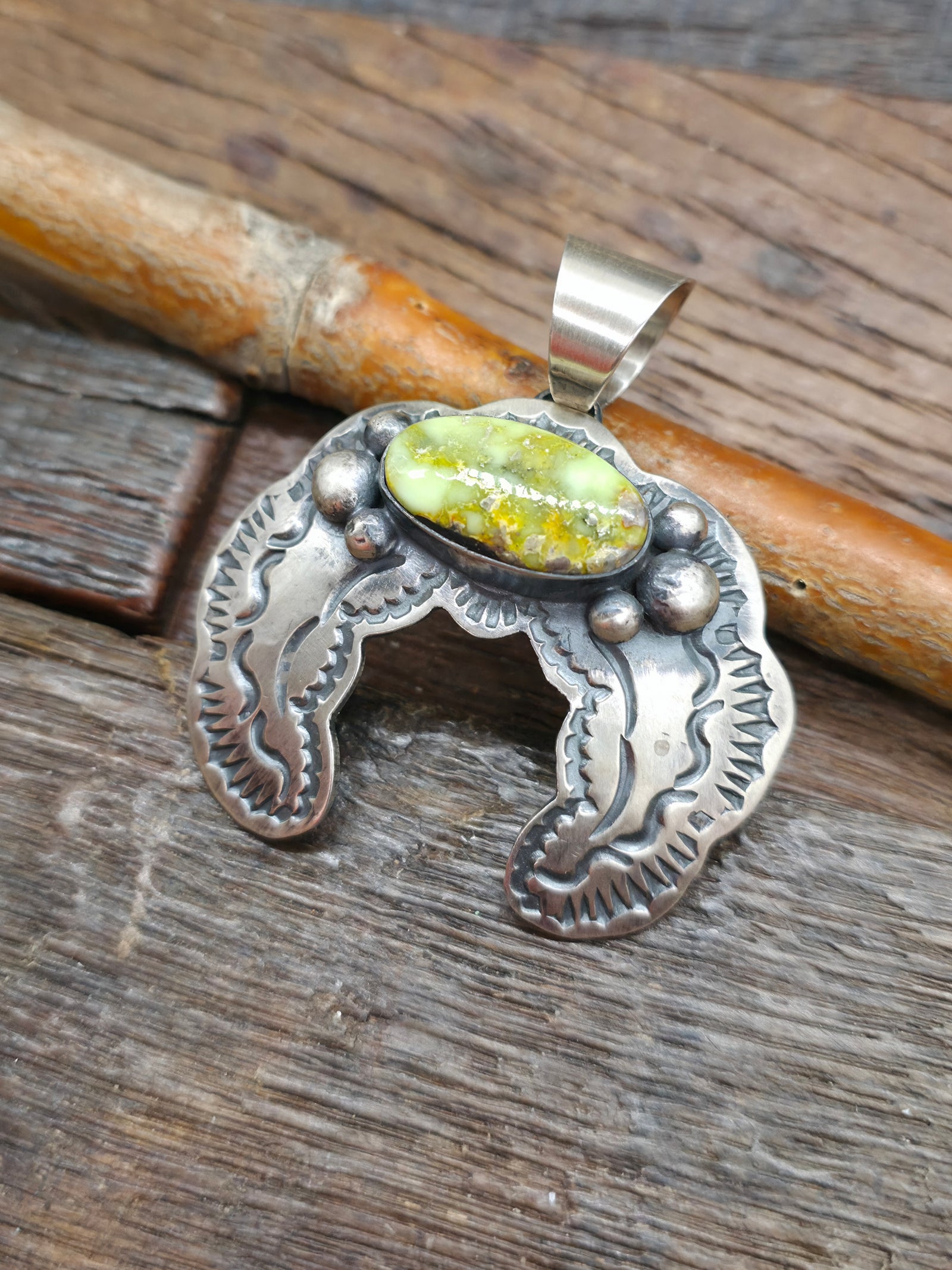Chimney Butte Stamped Sterling Silver Palomino Naja Pendant - 2 1/4 in. by 2 in.
