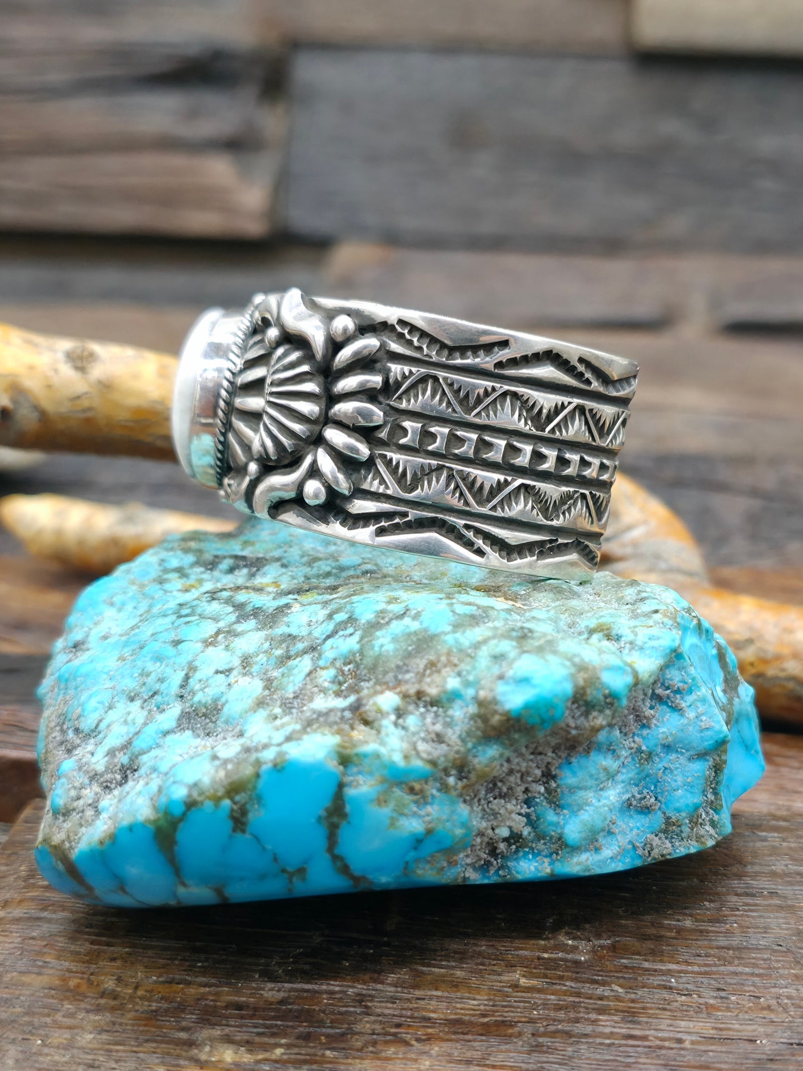 Sterling Silver White Buffalo Cuff Bracelet by Tsosie White - 6 in. with Gap