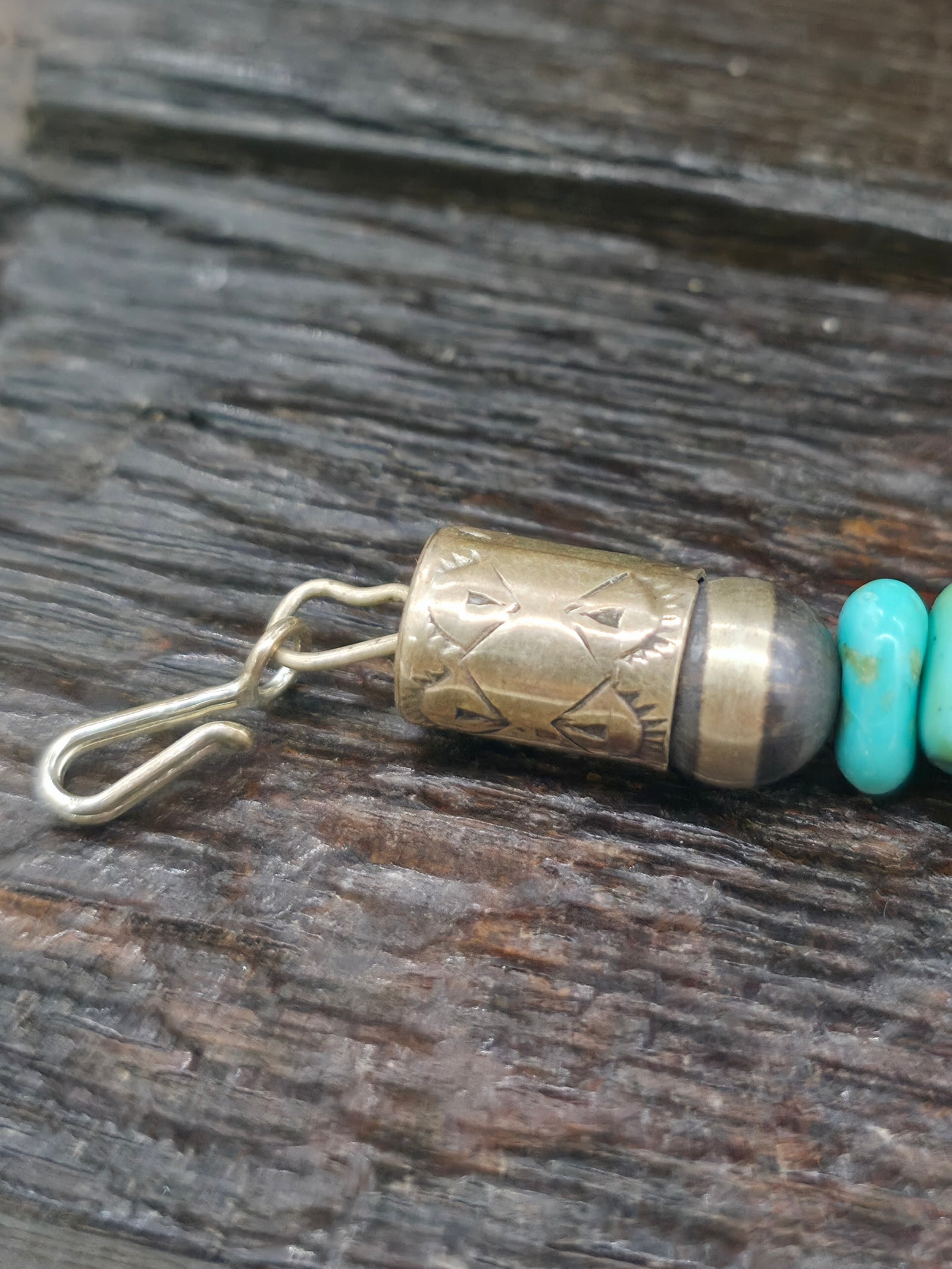 Sky Horse Turquoise and Sterling Silver Bead Necklace by Fred Archuleta - 26 in.