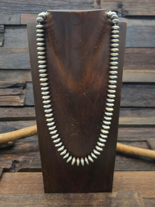 Oxidized Sterling Silver Disc Bead Necklace by Bryannen Halwood - 20 in.