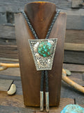 Sterling Silver Applique Turquoise Bolo Tie by Thomas Nez
