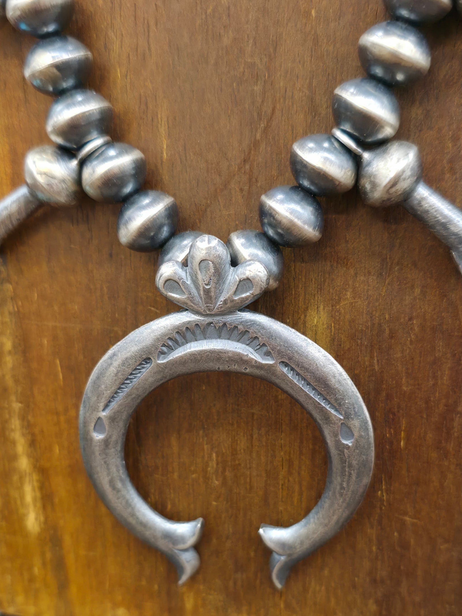 Oxidized Sterling Silver Squash Blossom Necklace by Presley Haley - 21 in.