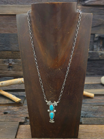 Purple Five Hummingbird Necklace with Purple Heishi by Matt Mitchell - 24 in.
