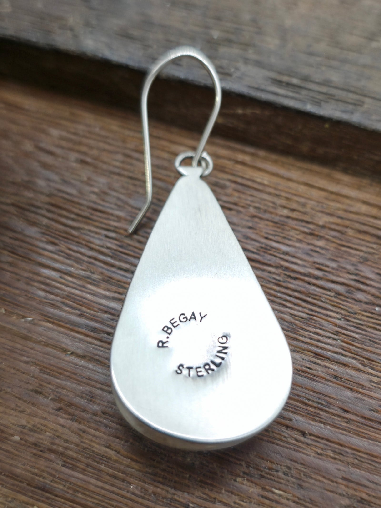 Turquoise Teardrop Sterling Silver Earrings by R. Begay