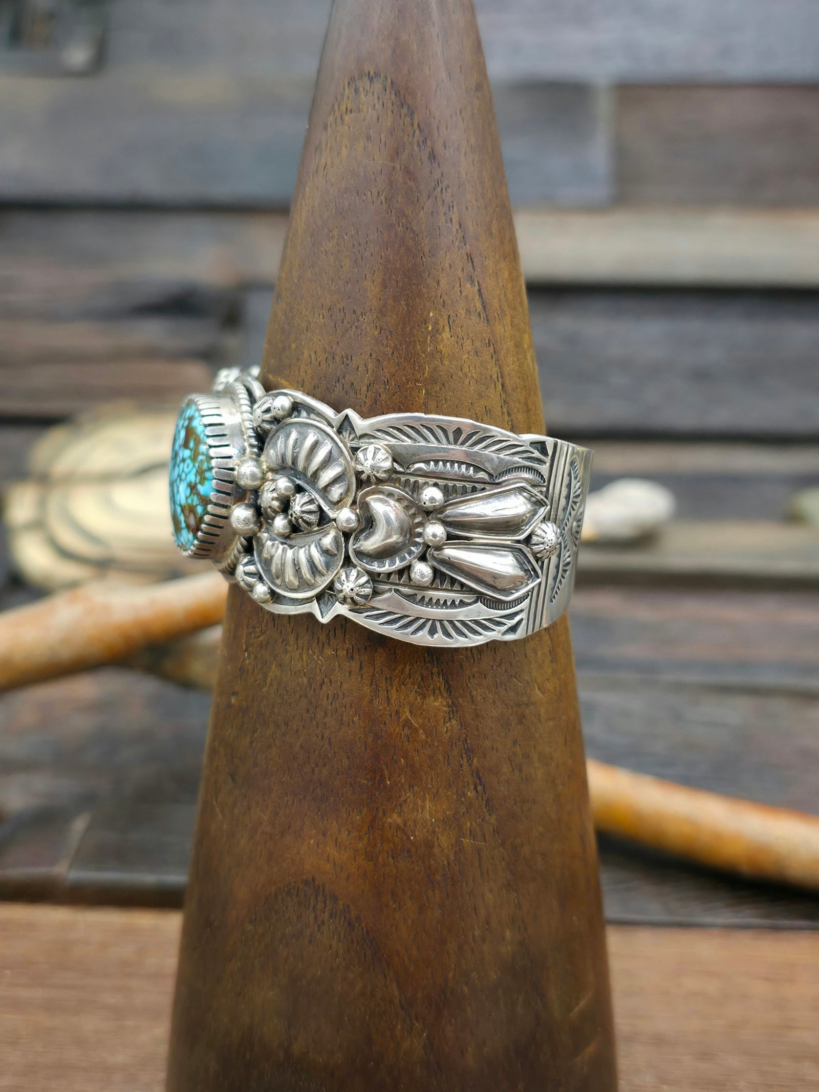 Kingman Turquoise Bracelet by Delbert Delgarito