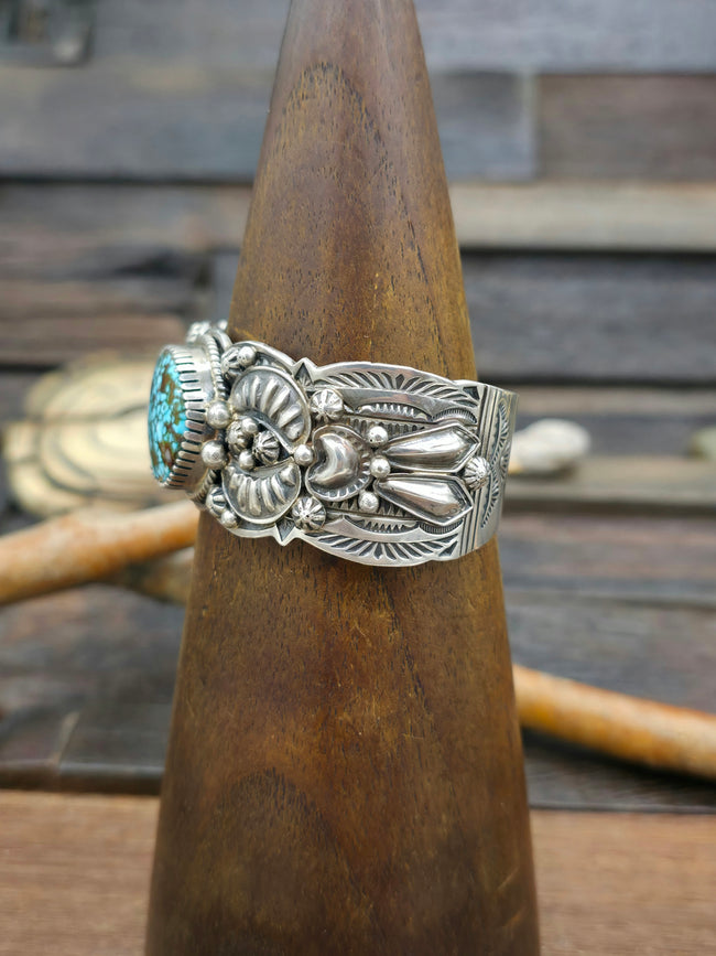 Kingman Turquoise Bracelet by Delbert Delgarito