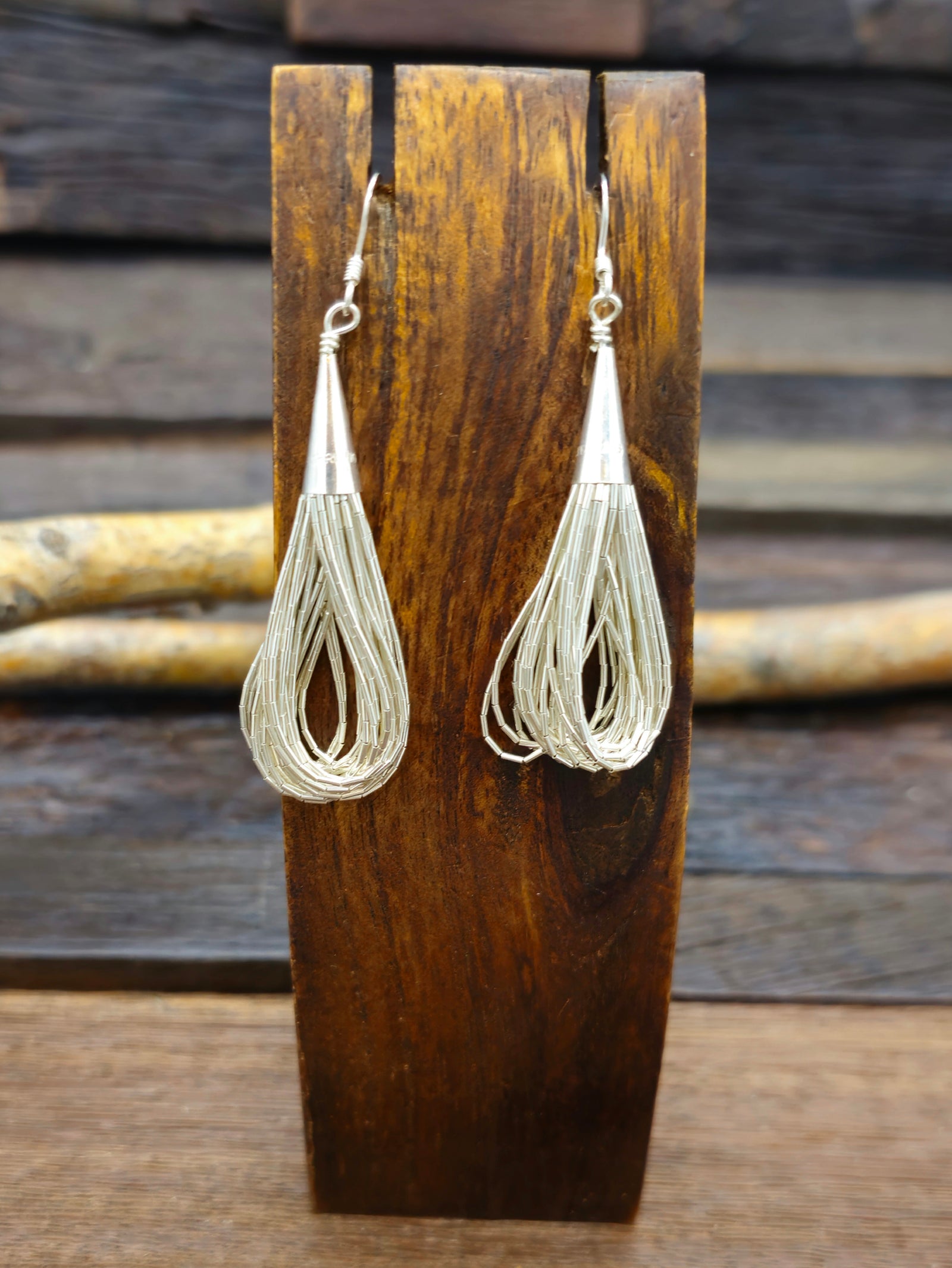 20 Strand Liquid Silver Loop Earrings