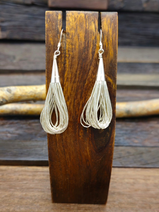 20 Strand Liquid Silver Loop Earrings