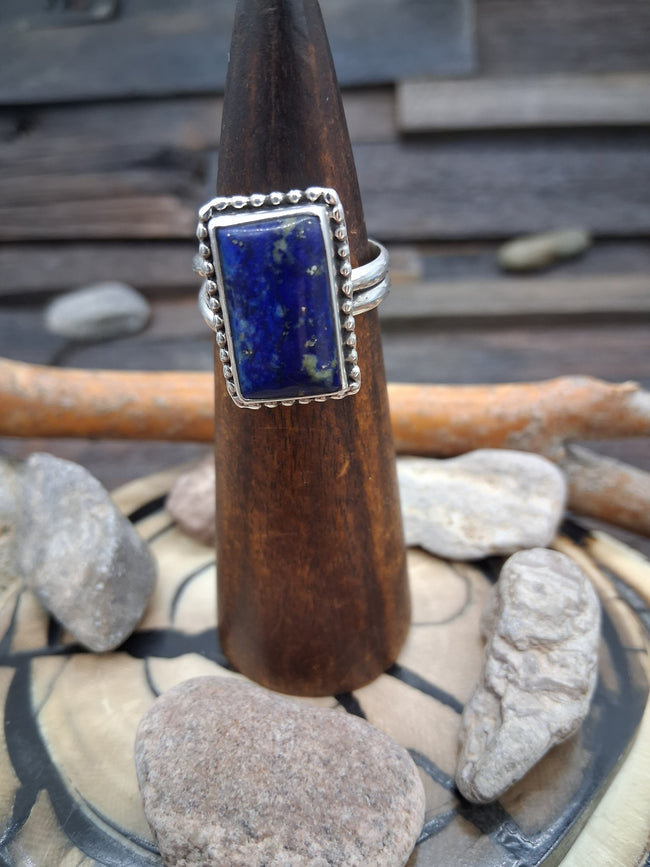 Lapis Lazuli Rectangle Adjustable Ring Sterling Silver by Jacob Trancosa