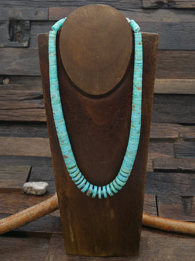 Blue Turquoise Necklace by Lupe Lovato - 20 in