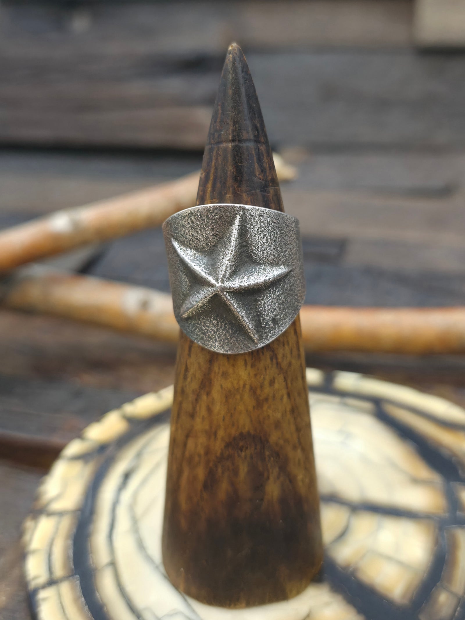Tufa Cast Sterling Silver Star Ring by Kelsey Jimmie - Size 10 1/2