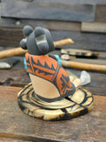 Jemez Storyteller Figurine with Girl and Basket by Chrislyn Fragua - 3 1/2