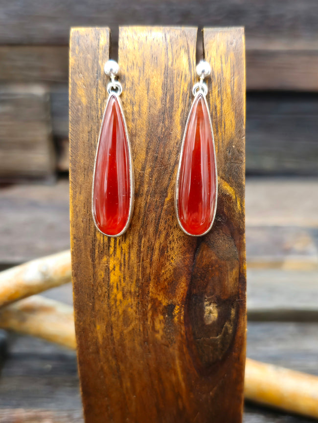 Sterling Silver Carnelian Post Dangle Earrings
