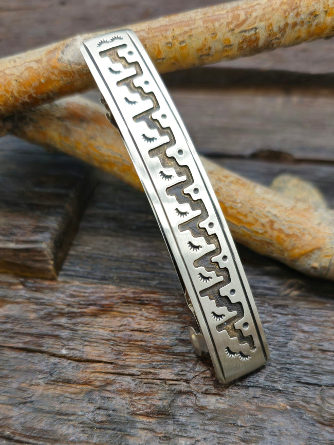Sterling Silver Overlay Geometric Pattern Hair Clip by Ralph Bia
