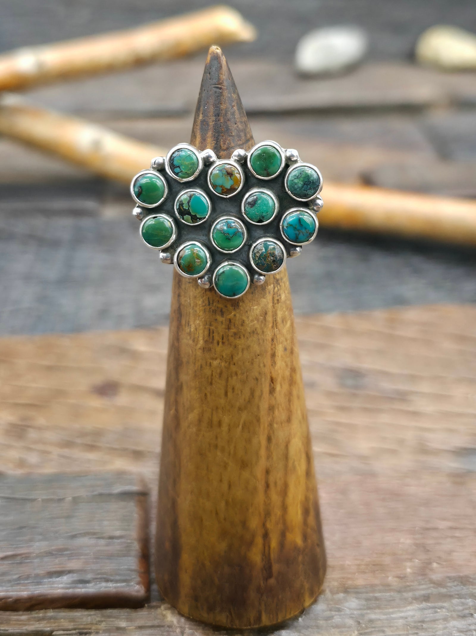 Sterling Silver Green Turquoise Heart Ring by Martin Perry - Size 5