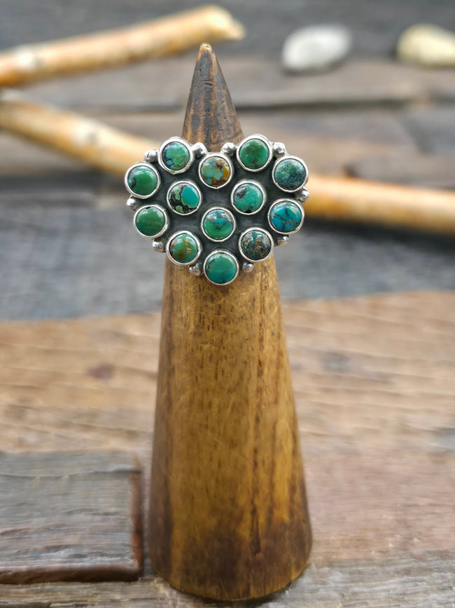 Sterling Silver Green Turquoise Heart Ring by Martin Perry - Size 5