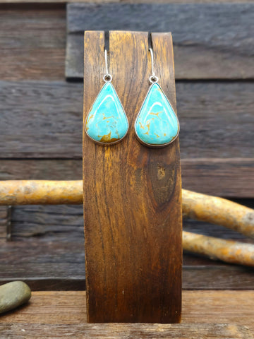 Turquoise Shadowbox Hook Earrings by Janice Spencer